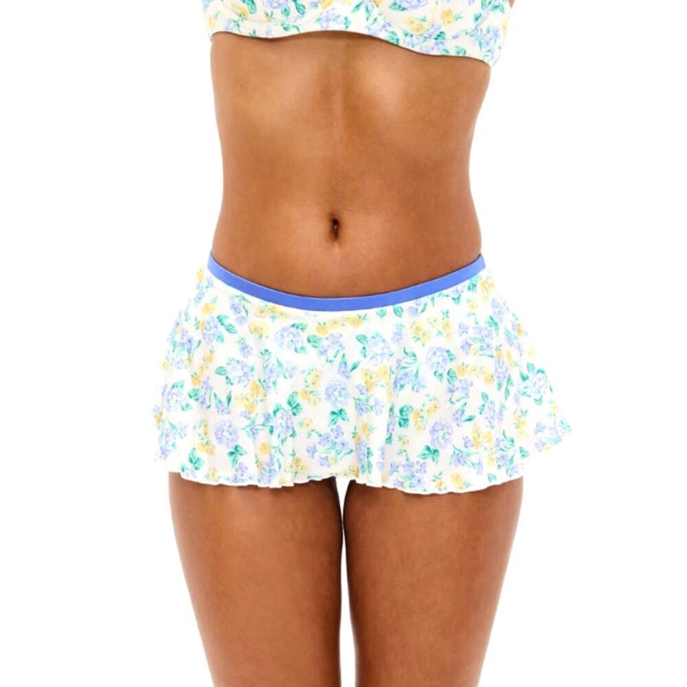 Frankies Bikinis Women's Coastal Floral Izabella Satin Swim Skirt Bottom Size XL
